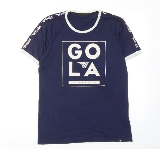 Gola Mens Blue Cotton T-Shirt Size M Round Neck