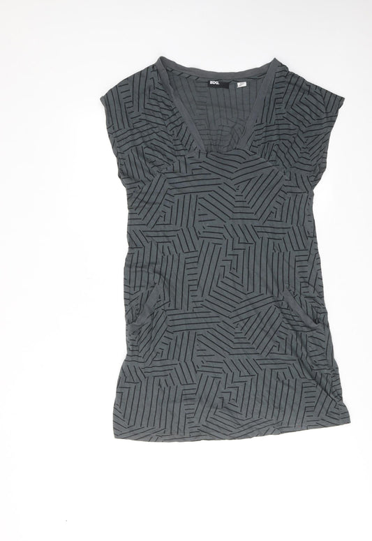 BDG Womens Grey Geometric Cotton A-Line Size L V-Neck Pullover