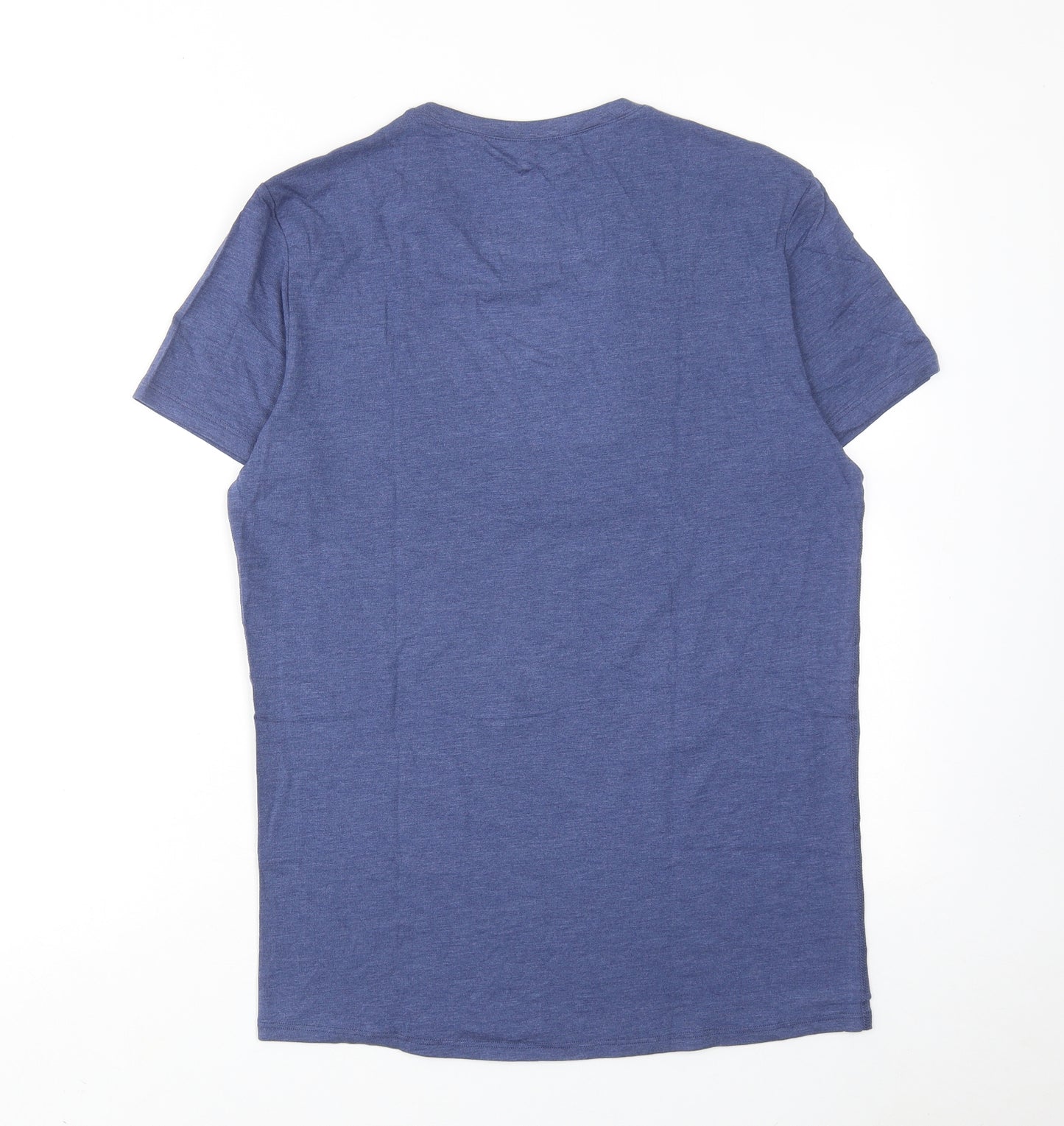 Marks and Spencer Mens Blue Viscose T-Shirt Size M Round Neck