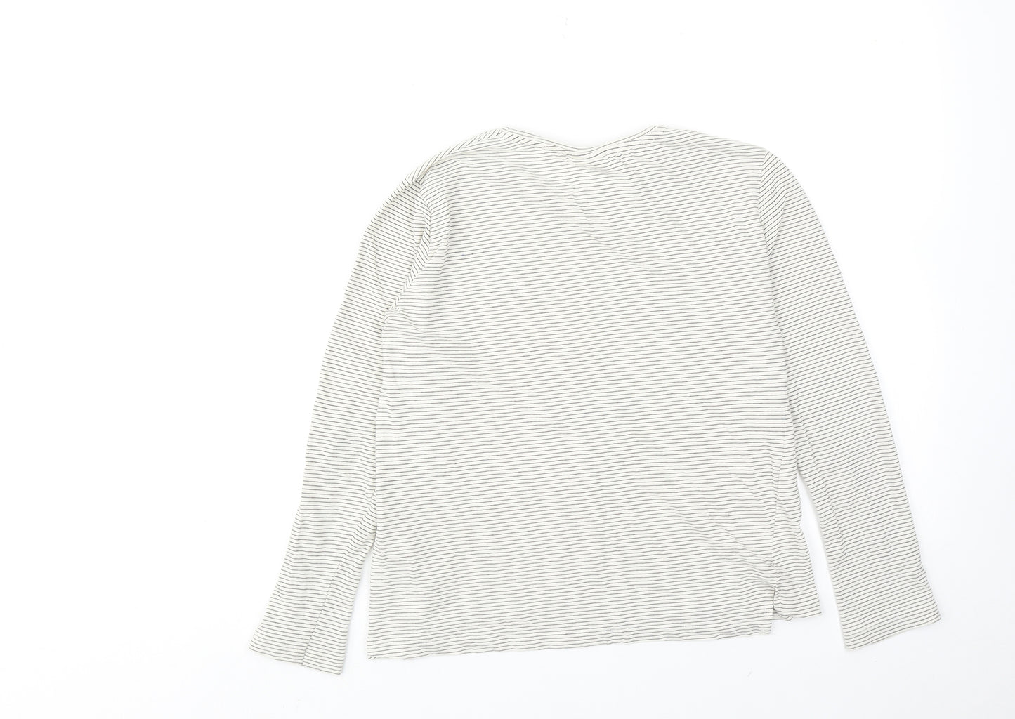 Zara Girls White Striped Cotton Basic T-Shirt Size 11-12 Years Crew Neck Pullover