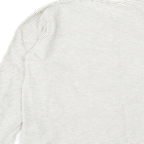 Zara Girls White Striped Cotton Basic T-Shirt Size 11-12 Years Crew Neck Pullover