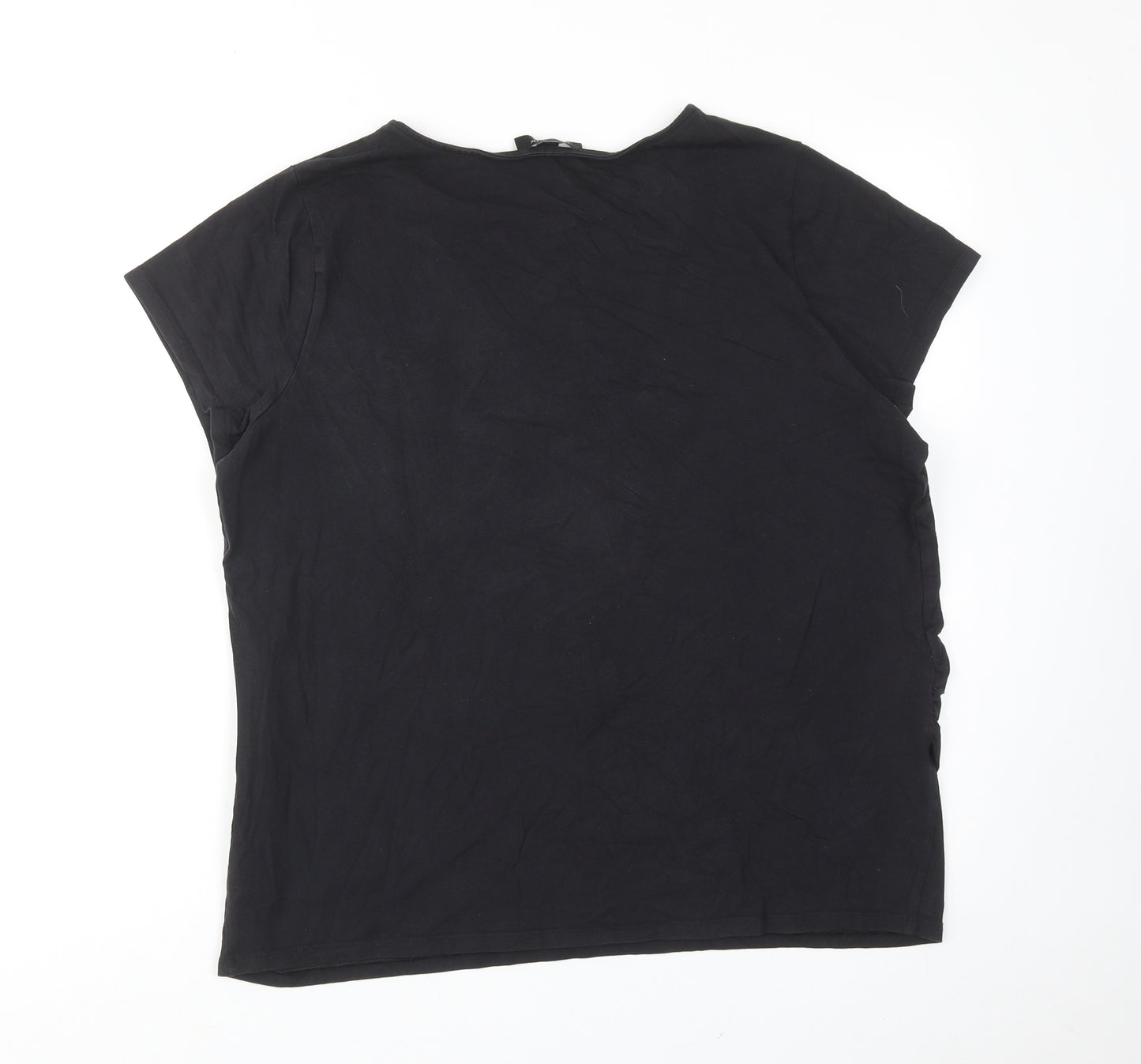 New Look Womens Black Cotton Basic T-Shirt Size 18 Round Neck