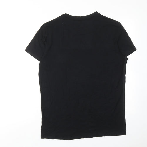 Marks and Spencer Mens Black Viscose T-Shirt Size L Round Neck