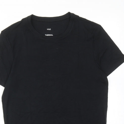 Marks and Spencer Mens Black Viscose T-Shirt Size S Round Neck