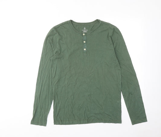 Lands' End Mens Green Cotton T-Shirt Size S Round Neck