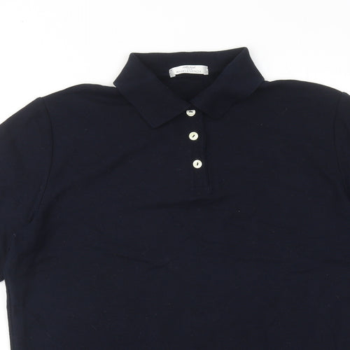 Marks and Spencer Womens Blue Cotton Basic Polo Size 14 Collared