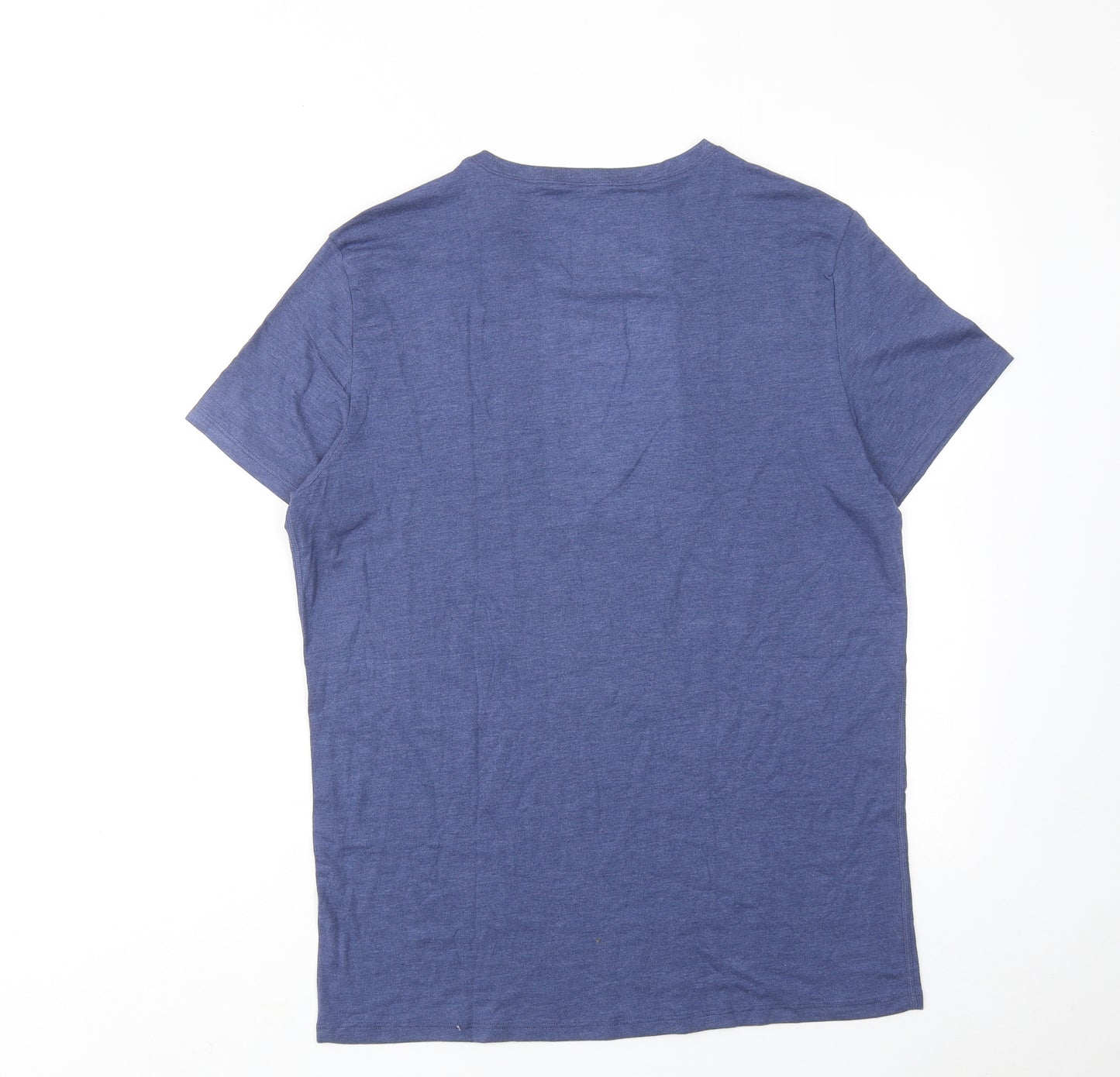 Marks and Spencer Mens Blue Viscose T-Shirt Size L Round Neck