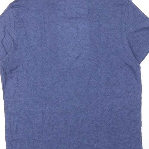 Marks and Spencer Mens Blue Viscose T-Shirt Size L Round Neck