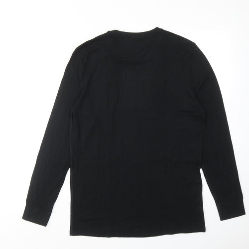 Marks and Spencer Mens Black Viscose T-Shirt Size L Round Neck