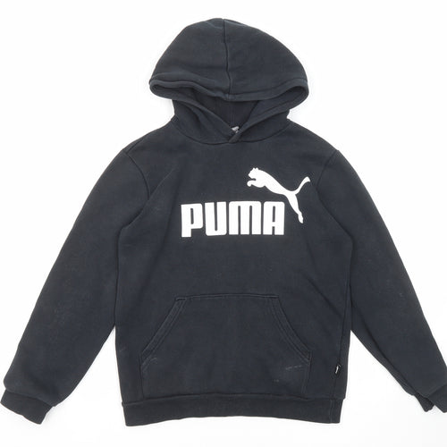 PUMA Boys Black Cotton Pullover Hoodie Size 11-12 Years Pullover