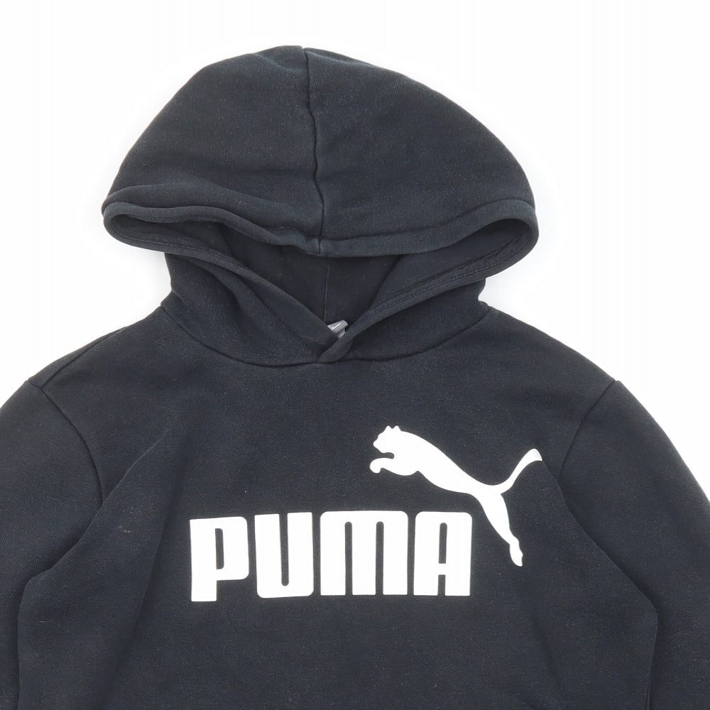 PUMA Boys Black Cotton Pullover Hoodie Size 11-12 Years Pullover