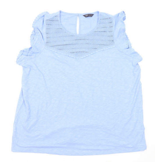 Marks and Spencer Womens Blue Cotton Basic Tank Size 22 Round Neck