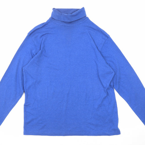 James Pringle Mens Blue Cotton T-Shirt Size L Roll Neck