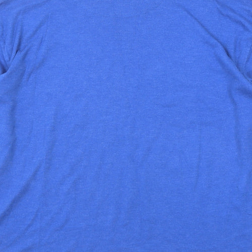 James Pringle Mens Blue Cotton T-Shirt Size L Roll Neck