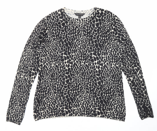Dorothy Perkins Womens Black Round Neck Animal Print Viscose Pullover Jumper Size 18 - Cheetah pattern