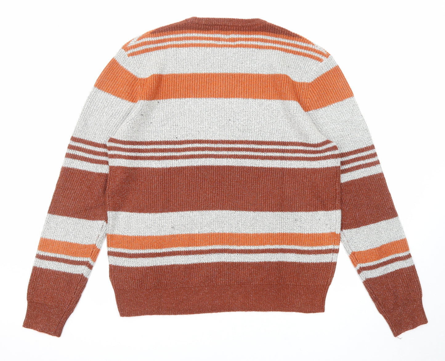 Marks and Spencer Mens Multicoloured Round Neck Striped Polyamide Pullover Jumper Size L Long Sleeve