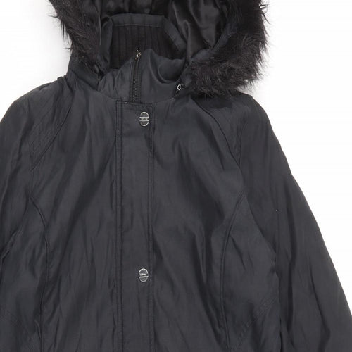 Per Una Womens Black Parka Coat Size M Zip