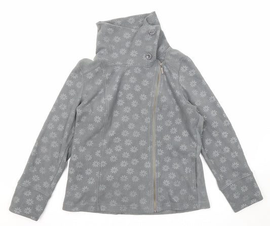 Per Una Womens Grey Floral Jacket Size L Button