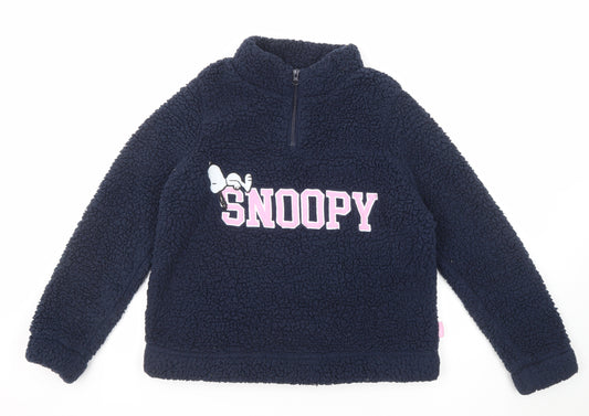 Snoopy Womens Blue Polyester Pullover Sweatshirt Size 8 Zip - Snoopy Size 8-10