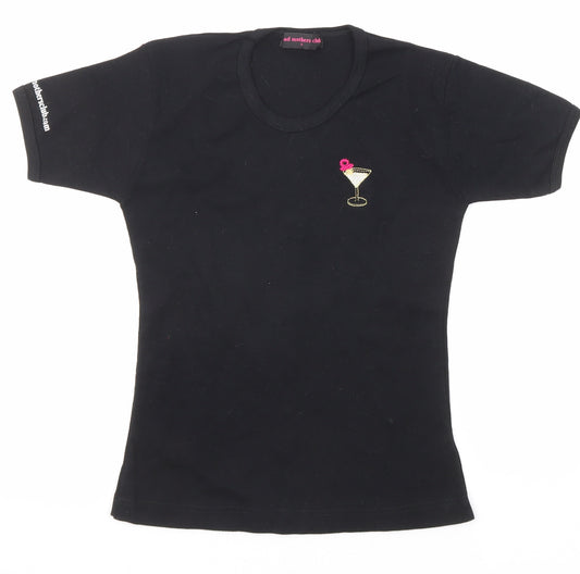Bad Mothers Club Womens Black Cotton Basic T-Shirt Size S Round Neck
