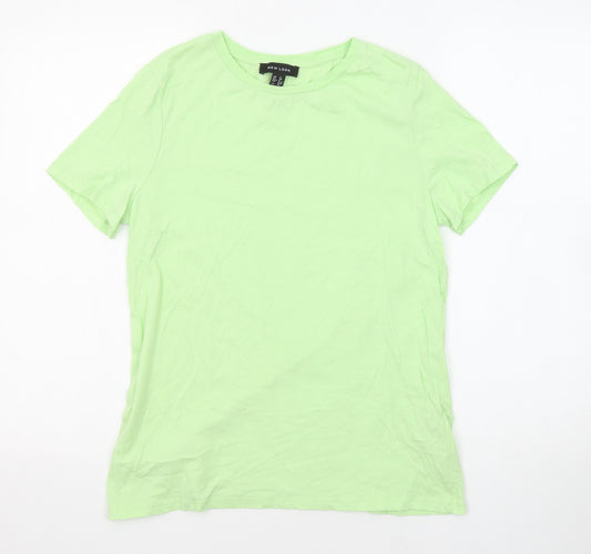 New Look Womens Green Cotton Basic T-Shirt Size 12 Round Neck