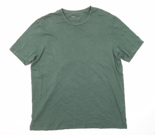 NEXT Mens Green Cotton T-Shirt Size XL Round Neck