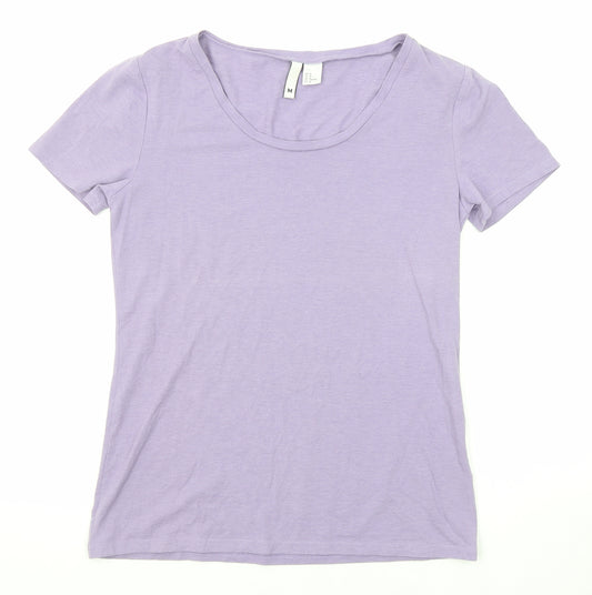 Divided by H&M Womens Purple Cotton Basic T-Shirt Size M Round Neck