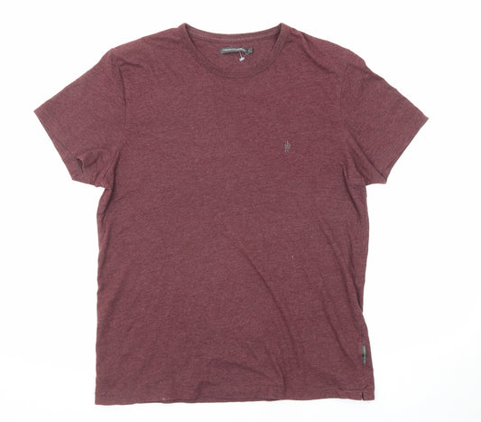 French Connection Mens Purple Cotton T-Shirt Size L Round Neck