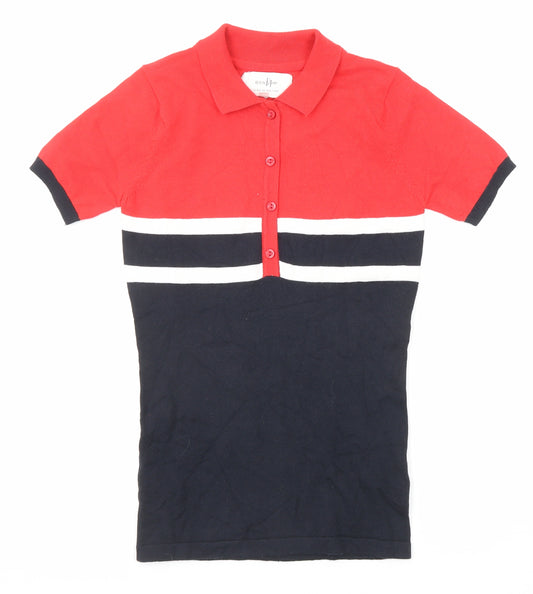 Bien Bien Boys Red Cotton Basic Polo Size XS Collared Button