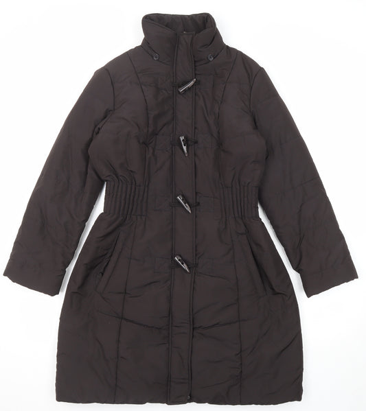 David Parry Womens Brown Parka Coat Size 12 Zip