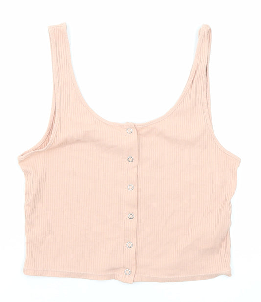 Divided by H&M Womens Pink Cotton Cropped Tank Size M Round Neck