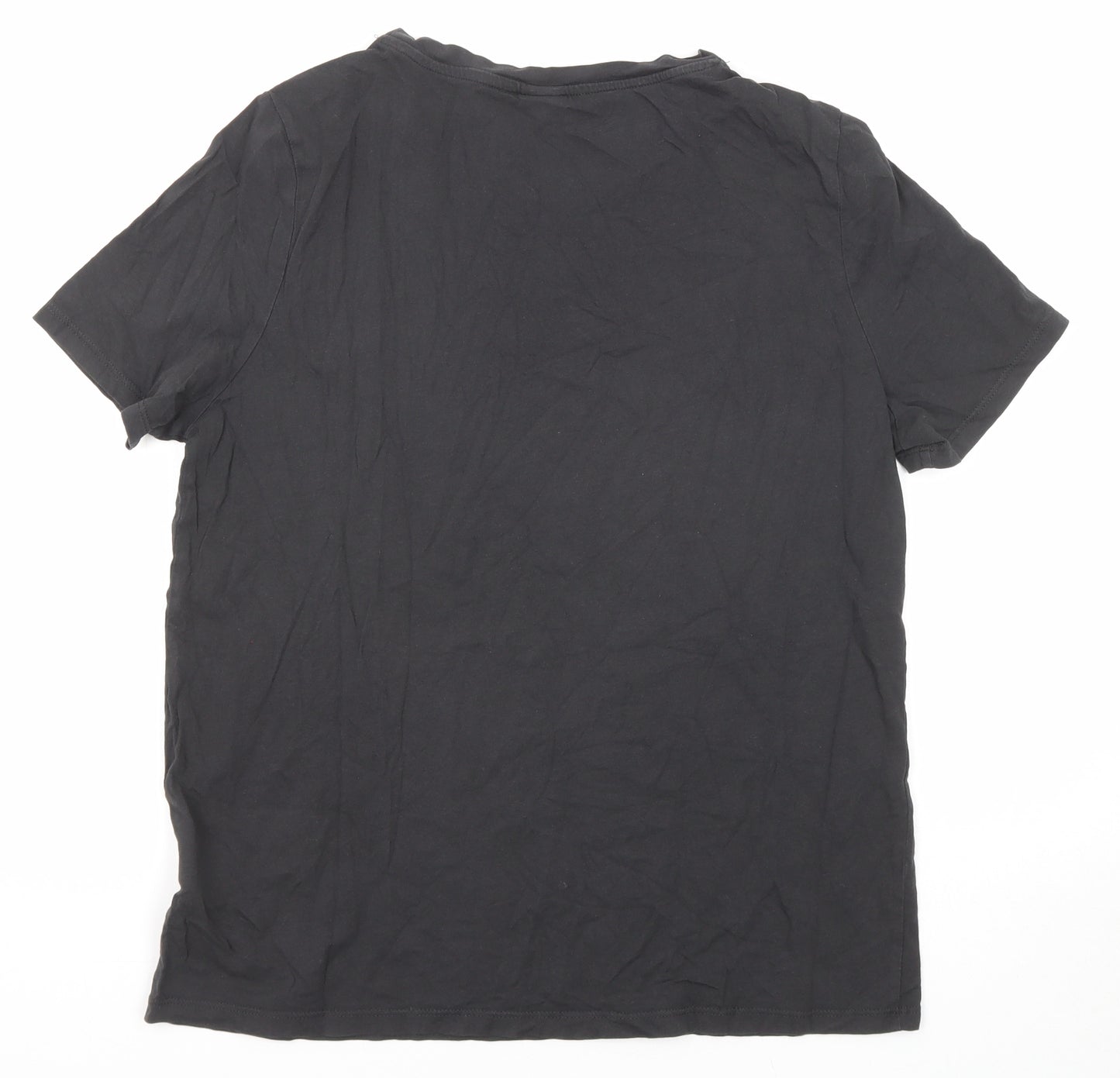 H&M Womens Black Cotton Basic T-Shirt Size M Round Neck - Sea Shop