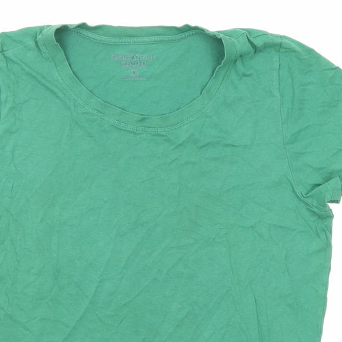 J.CREW Womens Green Cotton Basic T-Shirt Size M Round Neck