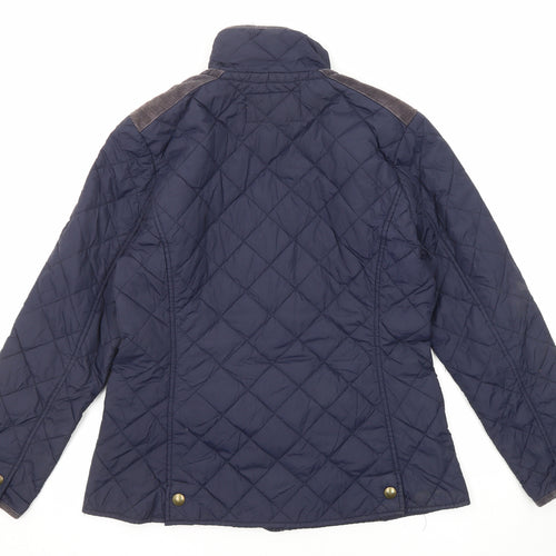Avenue Womens Blue Quilted Jacket Size M Zip