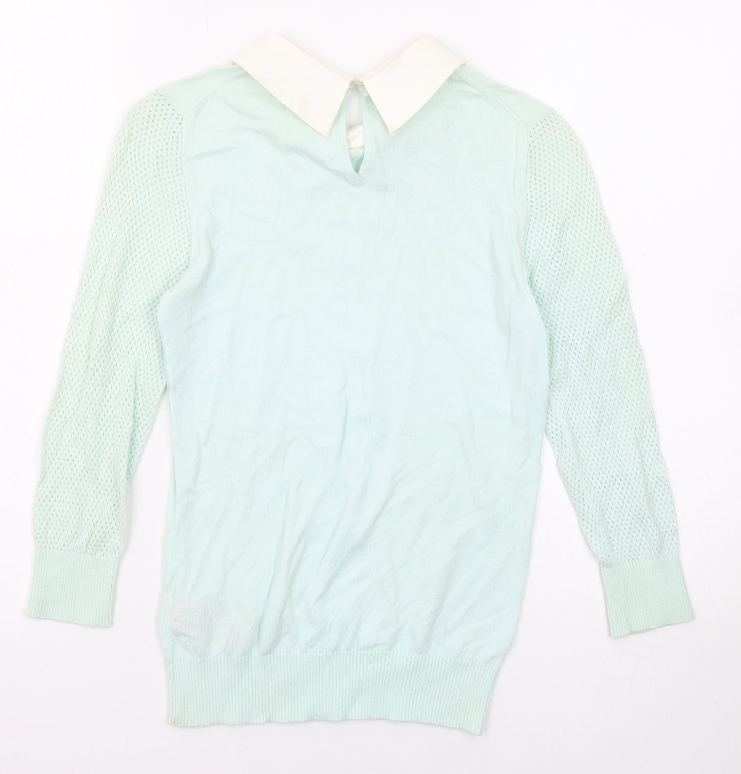 Ted Baker Womens Blue Collared Cotton Pullover Jumper Size S