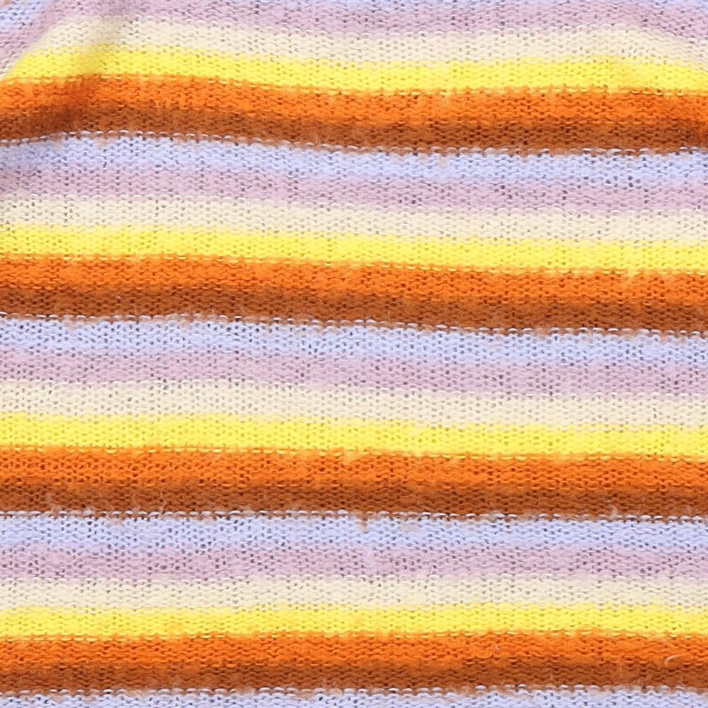 Topshop Womens Multicoloured Boat Neck Striped Acrylic Pullover Jumper Size S