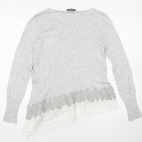 Mint Velvet Womens Grey Round Neck Viscose Pullover Jumper Size 12