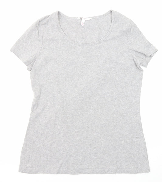 LTS Basics Womens Grey Cotton Basic T-Shirt Size M Scoop Neck