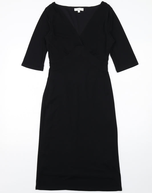 NEXT Womens Black Polyester Shift Size 12 V-Neck Pullover