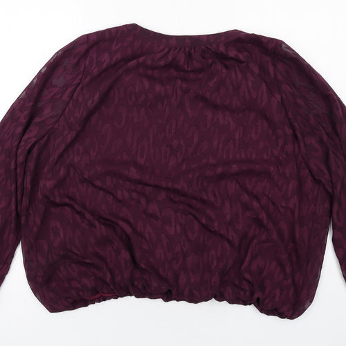 Bonmarché Womens Purple Animal Print Polyester Basic Blouse Size 20 V-Neck - Leopard Print