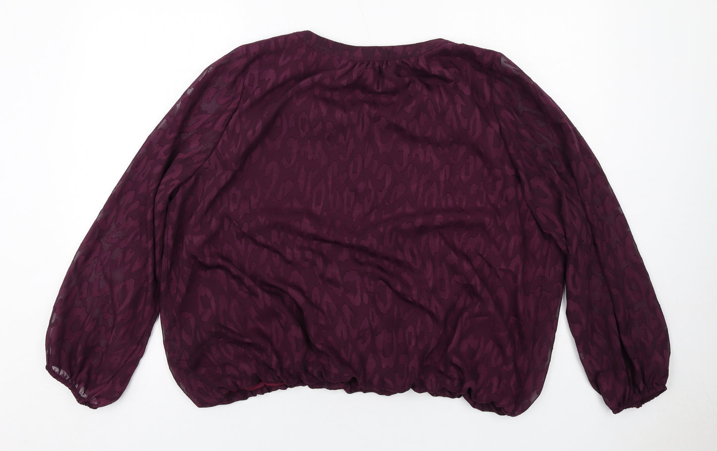 Bonmarché Womens Purple Animal Print Polyester Basic Blouse Size 20 V-Neck - Leopard Print