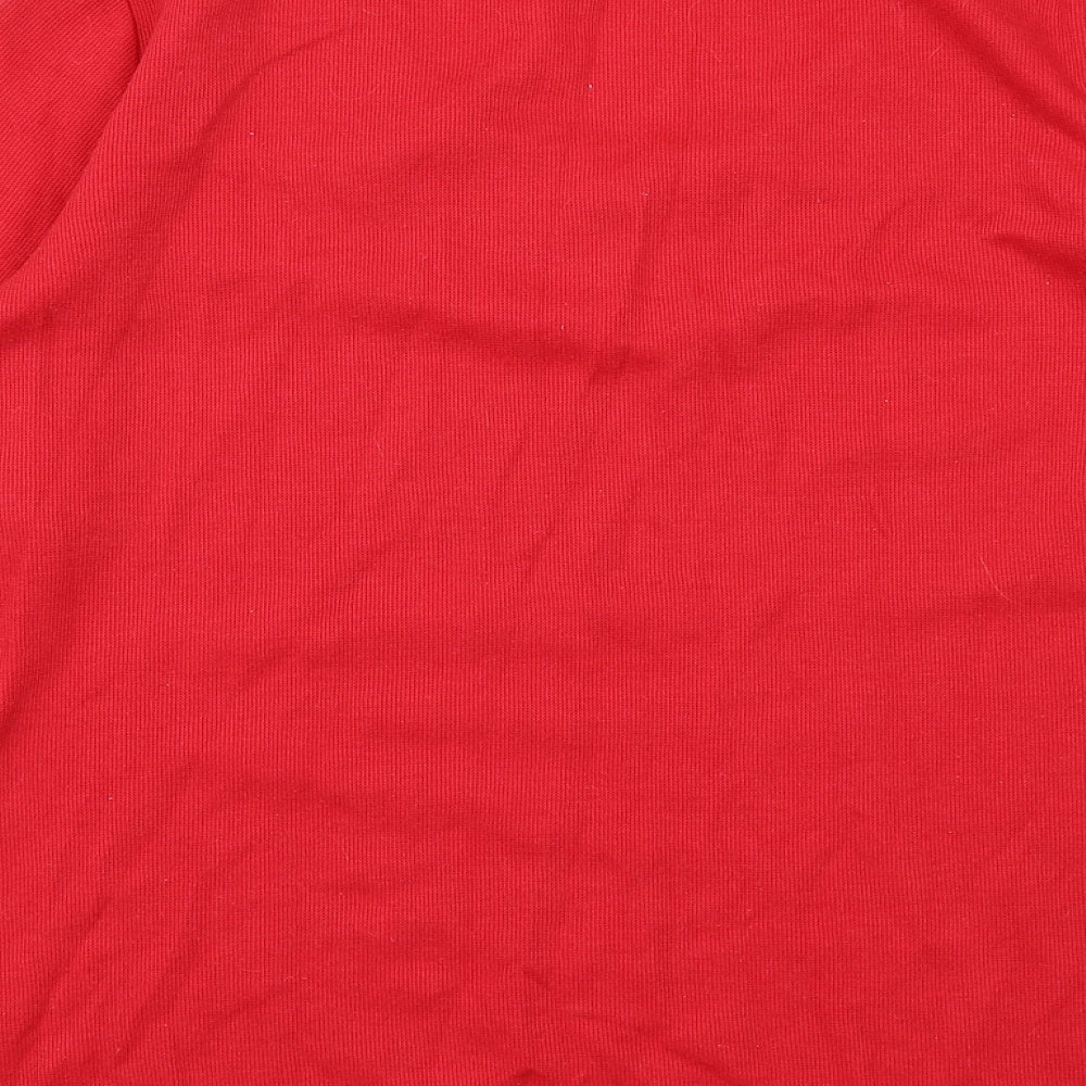 Bonmarché Womens Red Polyester Basic T-Shirt Size 16 Scoop Neck - Embellished Neckline