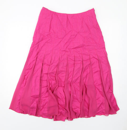Per Una Womens Pink Polyester Pleated Skirt Size 12 Zip