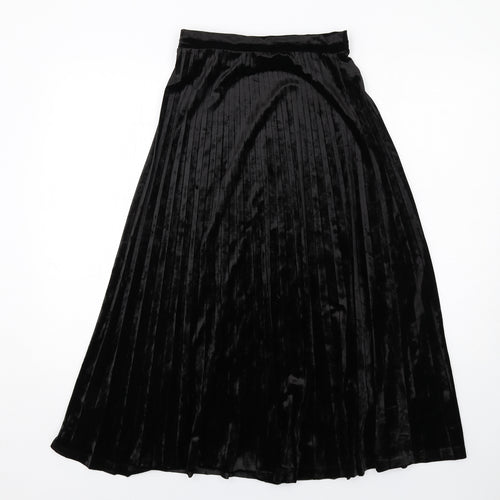 Marks and Spencer Womens Black Polyester Pleated Skirt Size 6