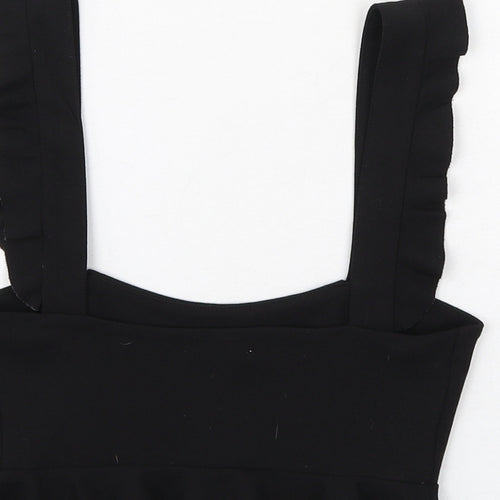 Zara Womens Black Polyester Cropped Tank Size S Square Neck