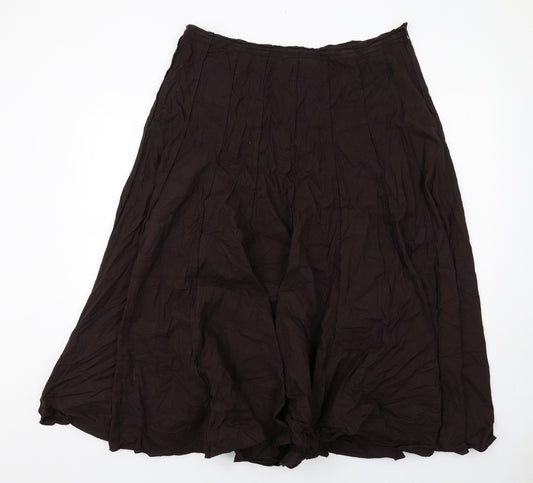 EAST Womens Brown Cotton Peasant Skirt Size 18 Zip