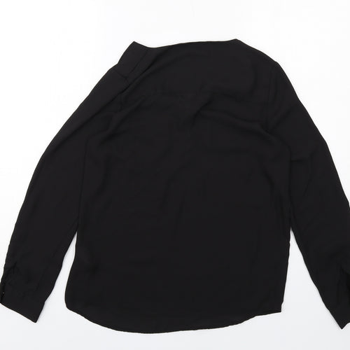 New Look Womens Black Polyester Basic Blouse Size 8 V-Neck