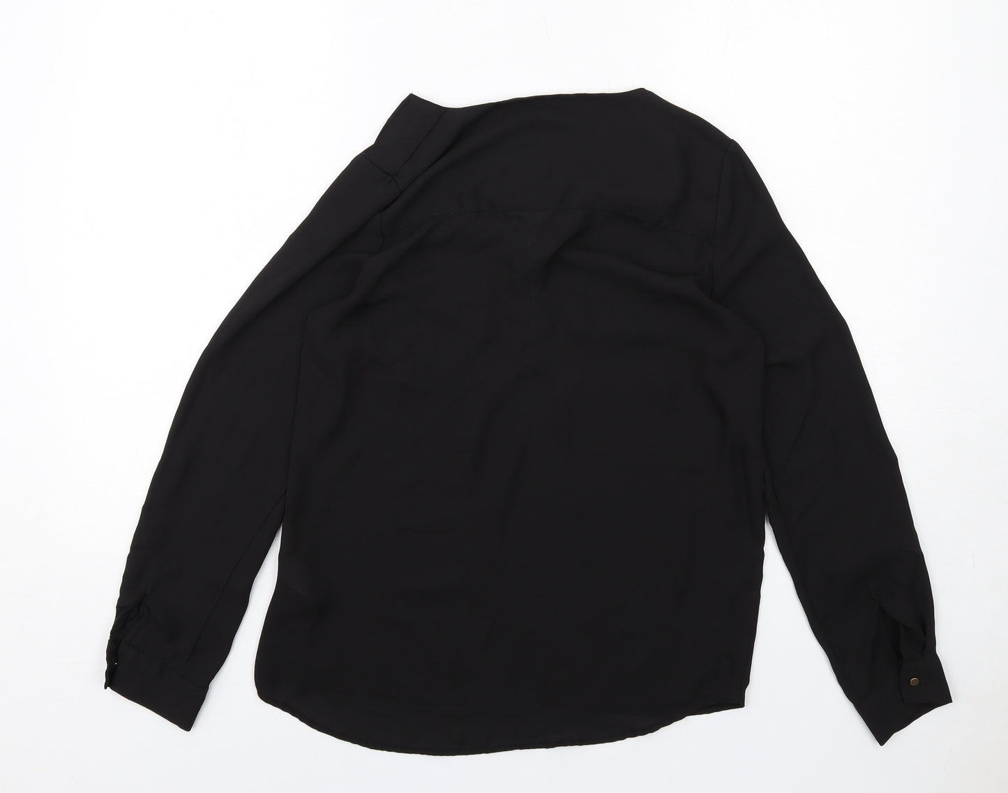 New Look Womens Black Polyester Basic Blouse Size 8 V-Neck