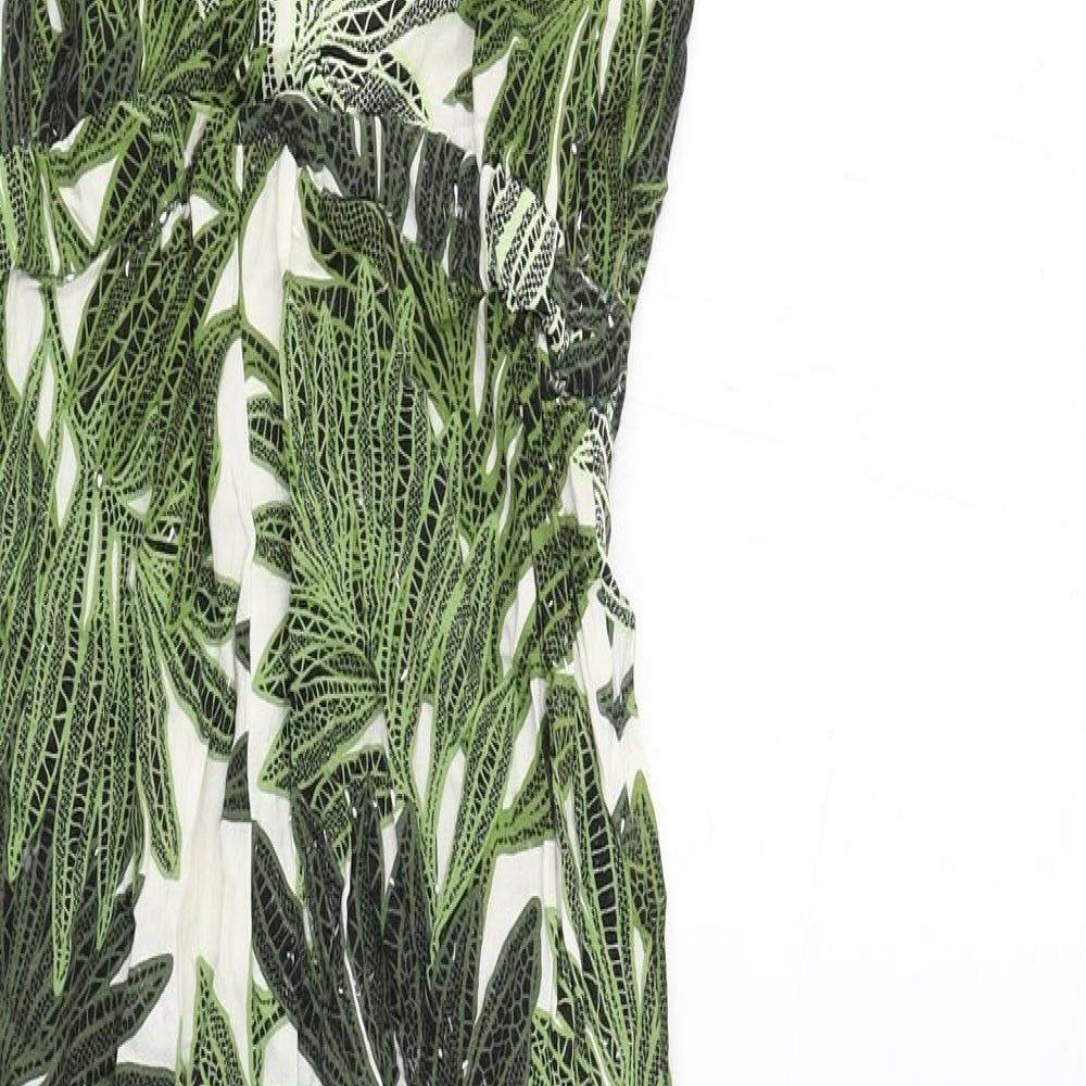 Topshop Womens Green Geometric Viscose Jumpsuit One-Piece Size 8 Pullover - Leaf Print