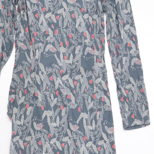 White Stuff Womens Grey Floral Viscose A-Line Size 10 V-Neck Pullover